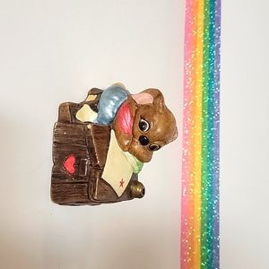 Brown School Bear sitting at desk decor